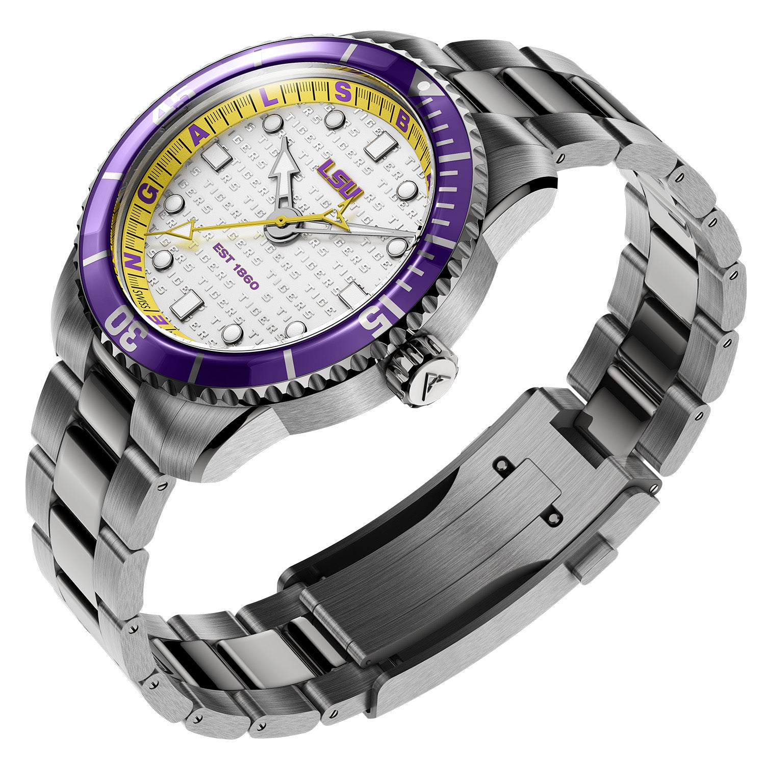 Odysseus Divers LSU Swiss made automatic watch. Three quarter view.