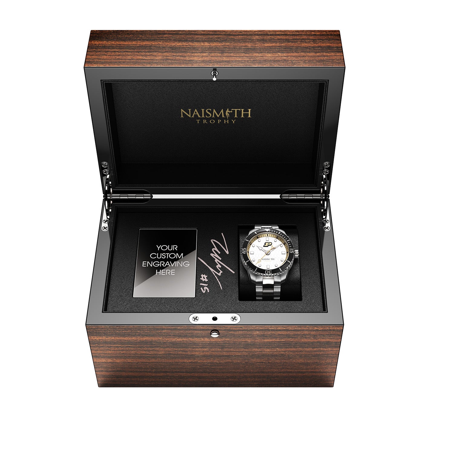 Zach Edey Purdue Naismith Commemorative Timepiece & Autographed Box Set & Mini Basketball