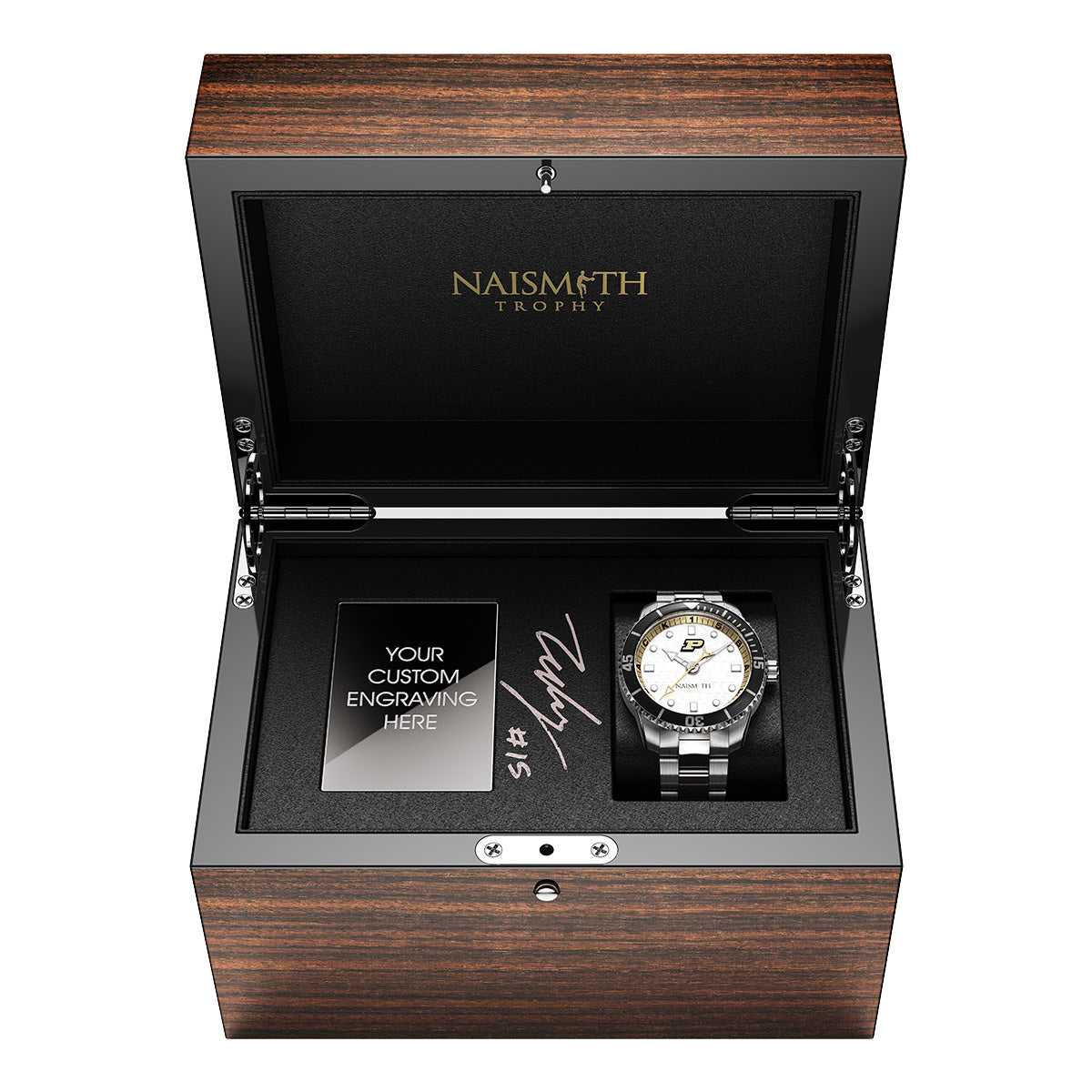Zach Edey Purdue Naismith Commemorative Timepiece & Autographed Box Set & Mini Basketball