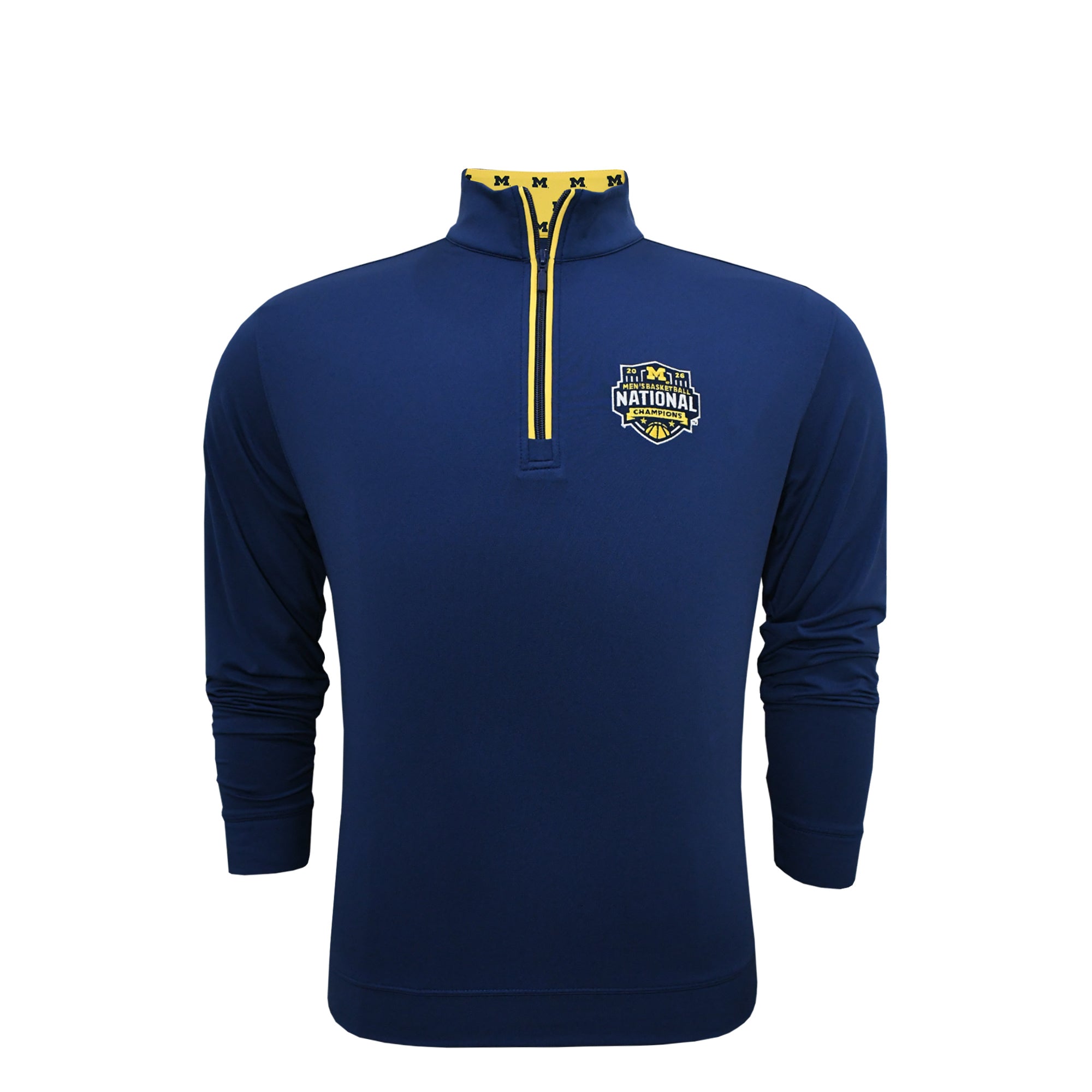Michigan Wolverines 2026 NCAA Men's Basketball National Champions Custom Trim Pullover - Navy