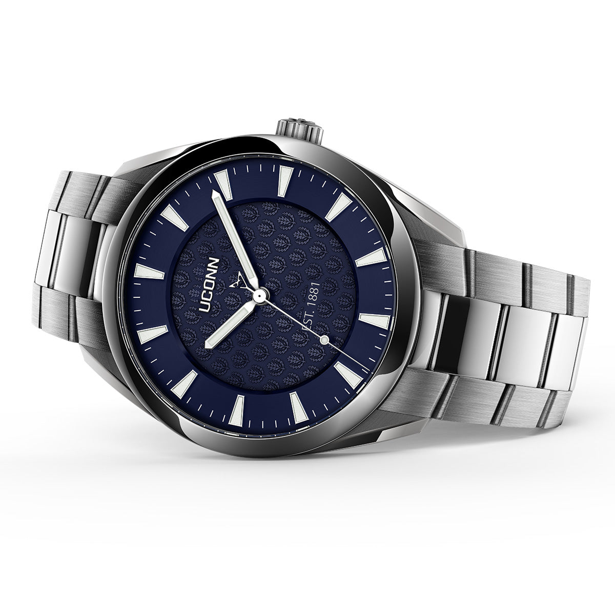 Kairos II UCONN University of Connecticut swiss made automatic watch. Table view.