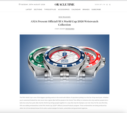 AXIA Presents Official FIFA World Cup 2026 Wristwatch Collection