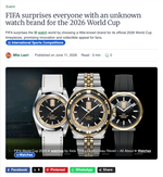 FIFA surprises everyone with an unknown watch brand for the 2026 World Cup