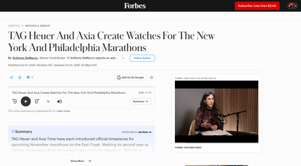 TAG Heuer And AXIA Create Watches For The New York And Philadelphia Marathons
