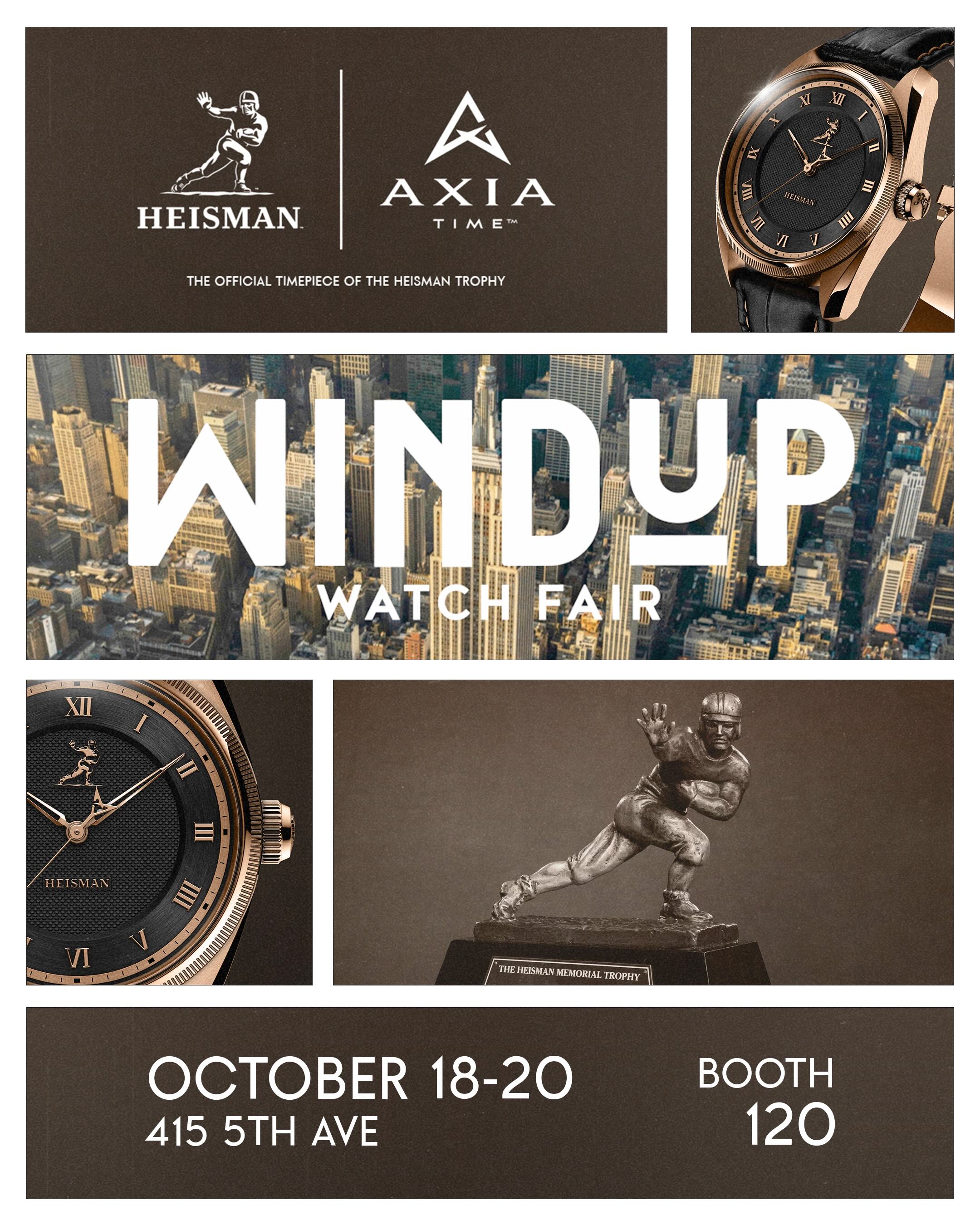 AXIA Time is coming to Windup Watch Fair NYC - and we're bringing the Heisman Trophy!