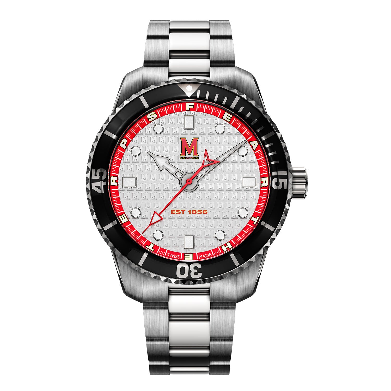 University of Maryland Swiss made automatic watch. Front view.