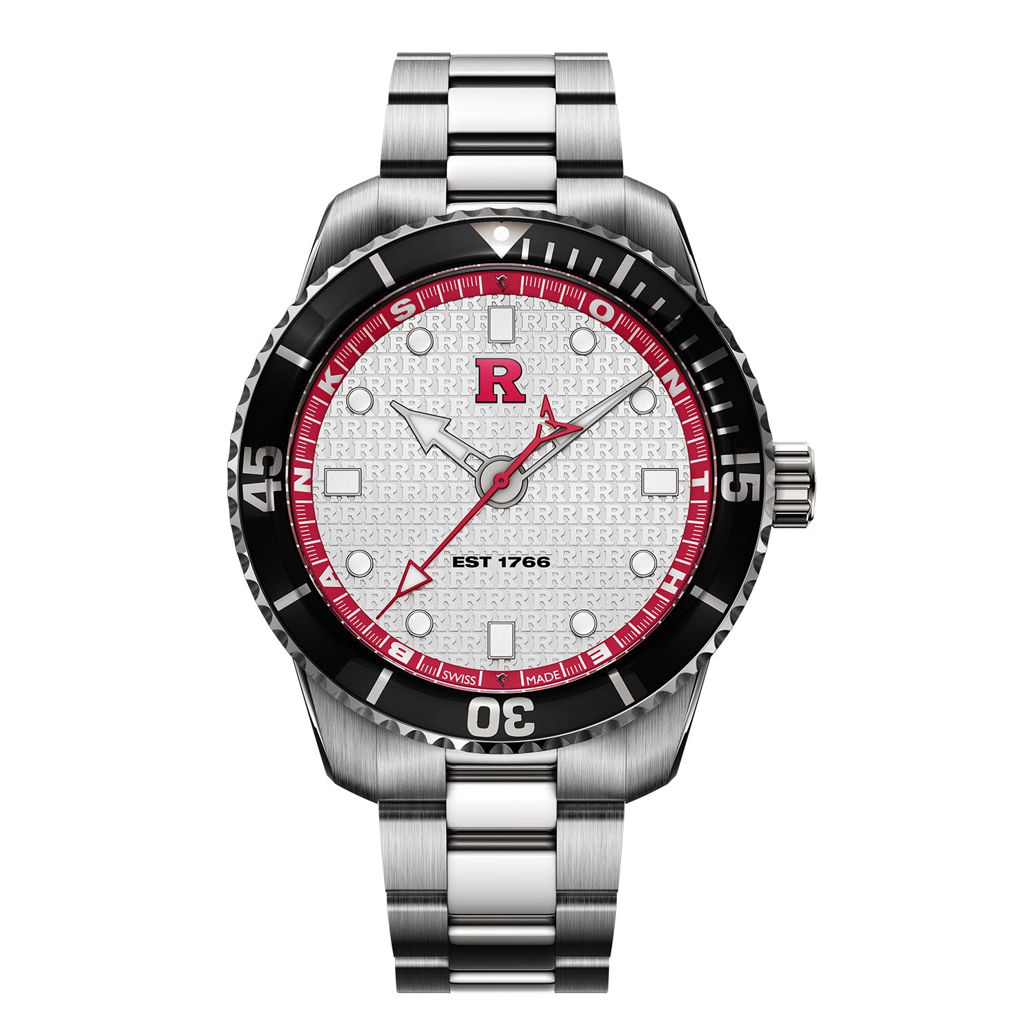 Rutgers University Watch Swiss Made Automatic. Front view.