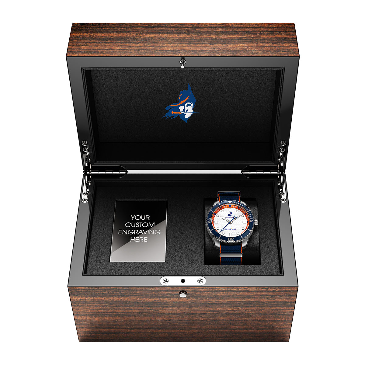 wood display box for Benjamin school lacrosse 2024 florida state champions odysseus swiss made automatic watch.