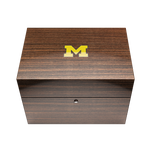 Closed view of the 2023 Michigan National Champions wood display box.