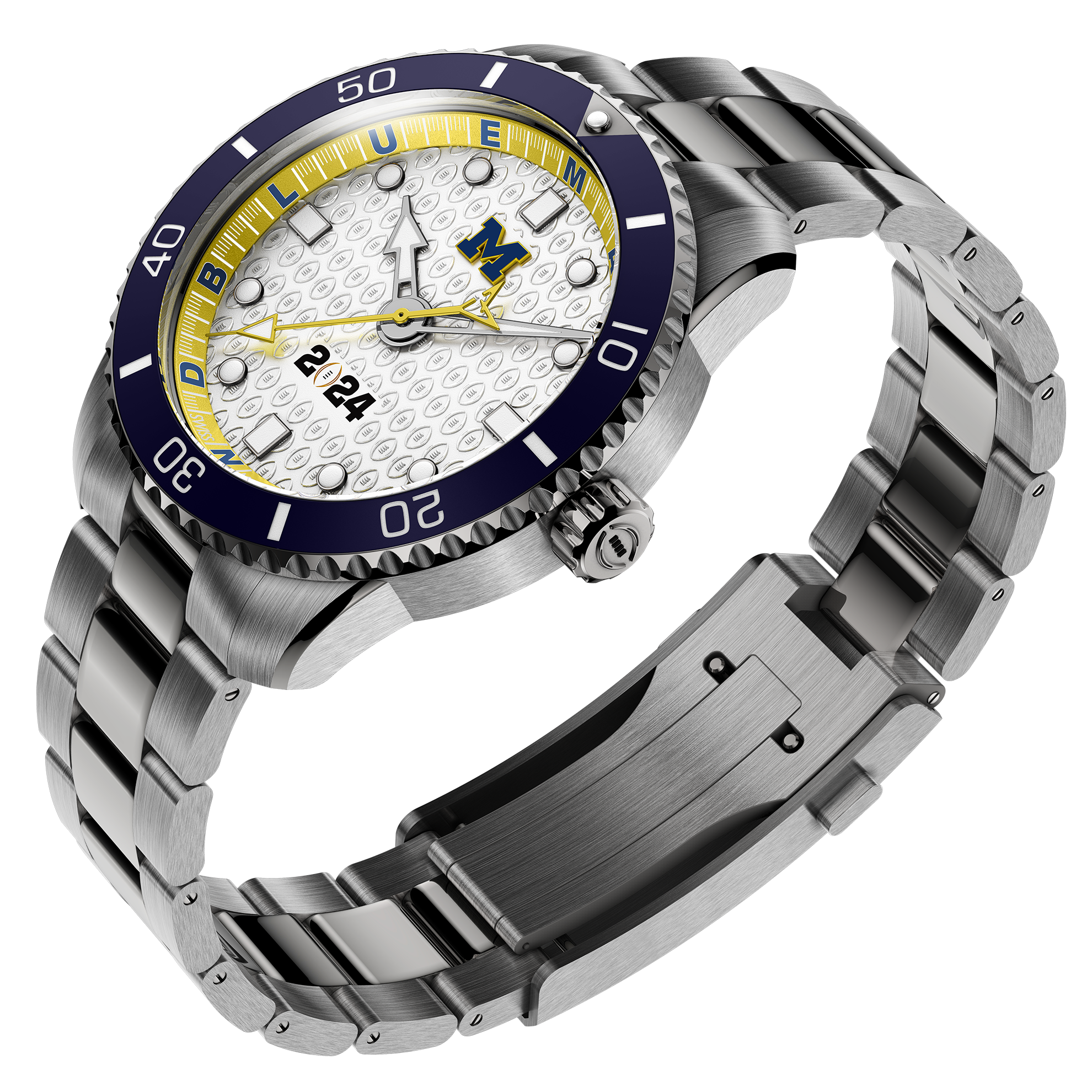 Michigan Wolverines 2024 CFP College Football Playoffs swiss made automatic watch