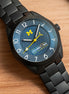 Michigan 2023 National Champions Black PVD Kairos II CFP 2024 swiss made automatic watch. Black PVD bracelet. Dial zoom view.