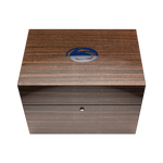 Penn State University Swiss Made Automatic Watch. Wood display box closed view.