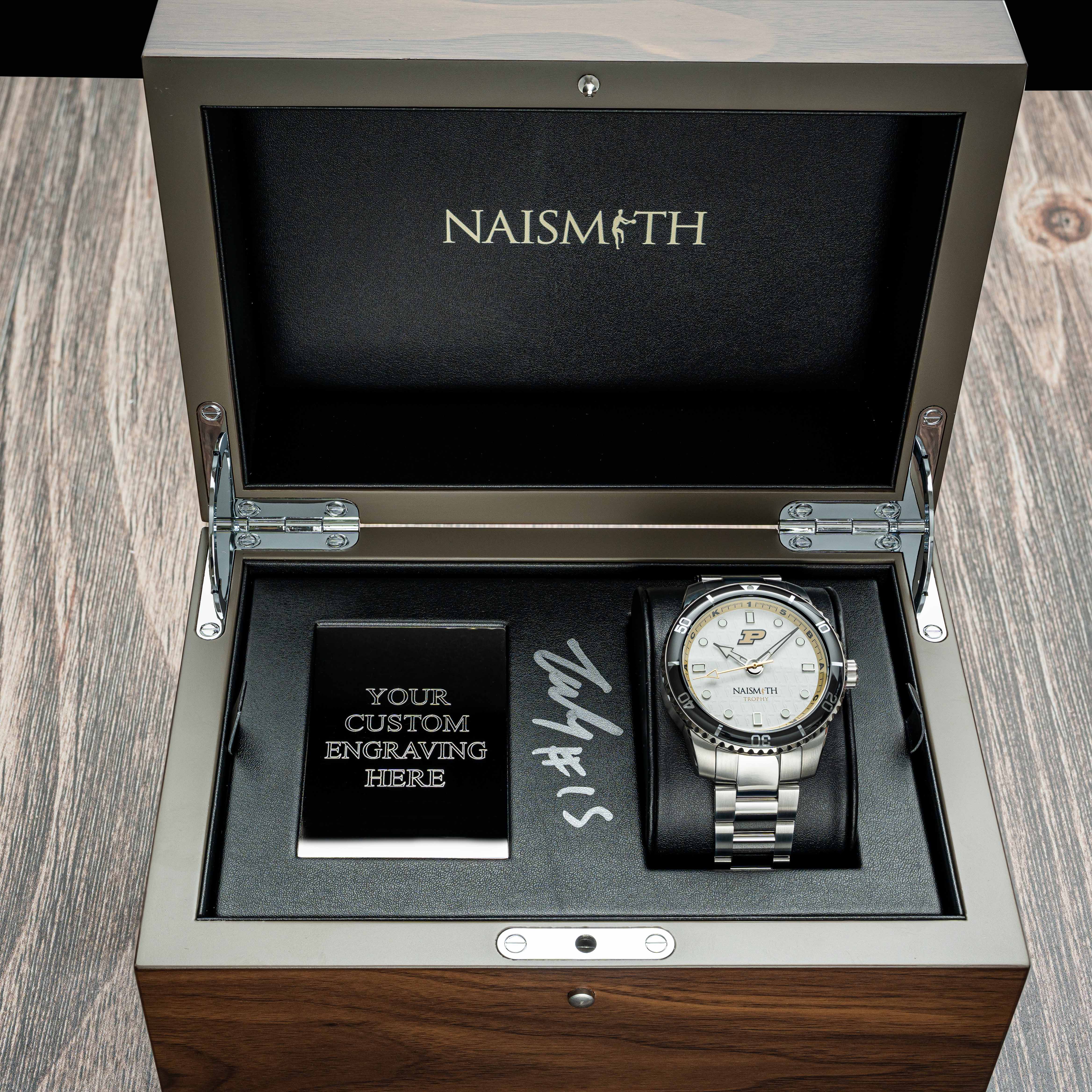 Zach Edey Purdue Naismith Commemorative Timepiece & Autographed Box Set & Mini Basketball