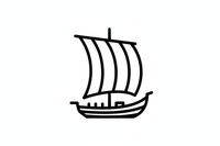 create a black and white icon of an ancient sail boat